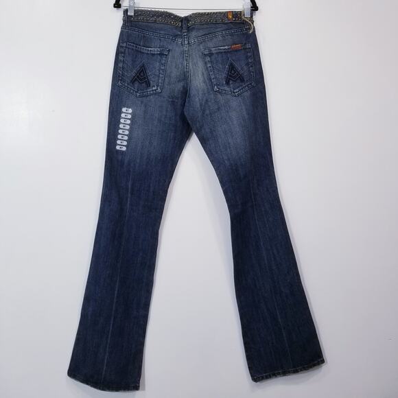 NEW 7 For All Mankind Jeans Studded "A" Pocket" Bootcut Blue Denim - Picture 4 of 12